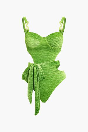 Textured Cut-Out Knot One-Piece Swimsuit – Micas