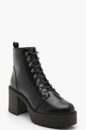 Chunky Lace Up Cleated Boots | Boohoo