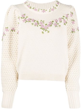 LoveShackFancy Kenzly hand-embroidered Jumper - Farfetch
