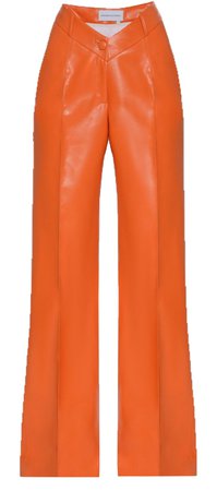 orange leather straight leg pants