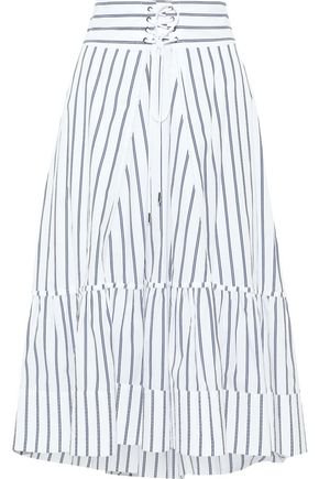 Lace-up striped cotton-poplin midi skirt | 3.1 PHILLIP LIM | Sale up to 70% off | THE OUTNET