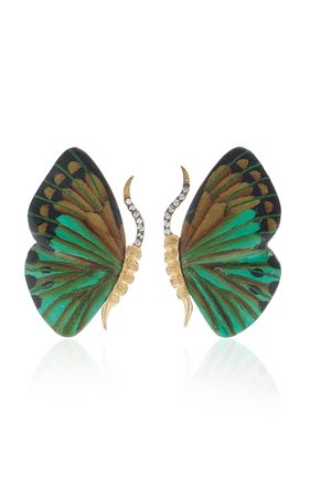 Marquetry Wood Butterfly Earrings By Silvia Furmanovich | Moda Operandi