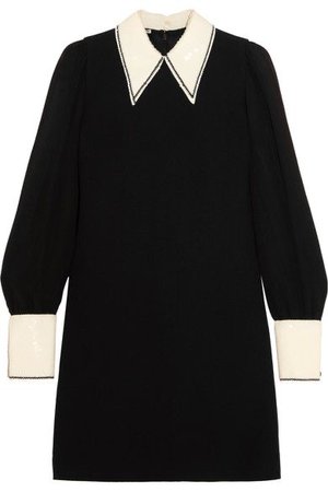 Miu Miu - Sequined Cady And Chiffon Mini Dress - Black