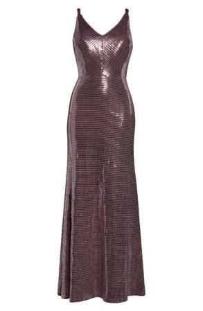 Morgan & Co. Mirror Sequin A-Line Gown | Nordstrom