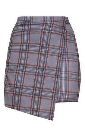 Grey Check Wrap Front Mini Skirt | Skirts | PrettyLittleThing USA