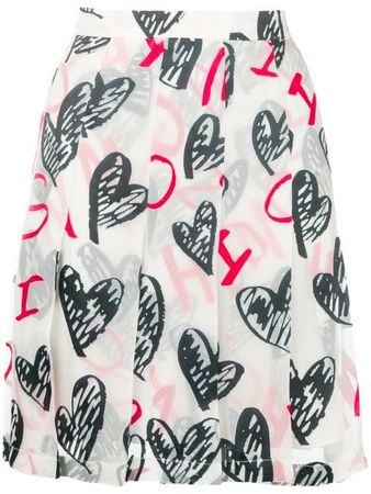 Moschino Heart Print Pleated Skirt - Farfetch