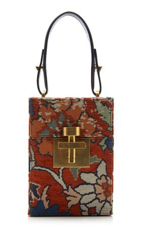 Oscar De La Renta Alibi Mini Floral Jacquard Box Top Handle Bag