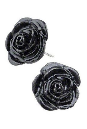 Rivithead Black Rose Earring Studs