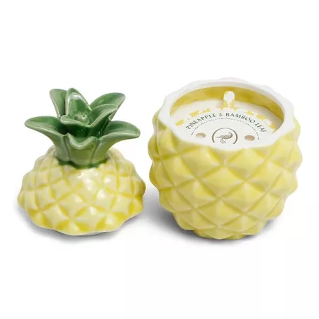 6oz Ceramic Figural Jar Candle Pineapple & Bamboo Leaf - Fruit Collection - Opalhouse™ : Target