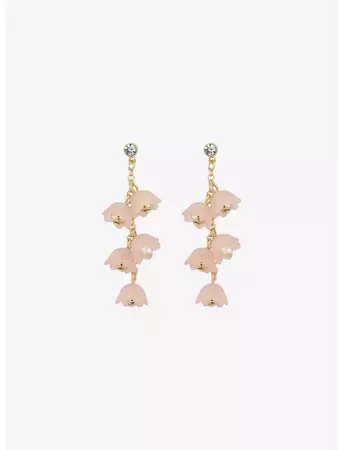 Sweet Society Pink Flower Drop Earrings | Hot Topic