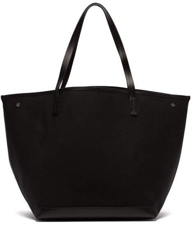 Park Leather Trimmed Canvas Tote - Womens - Black