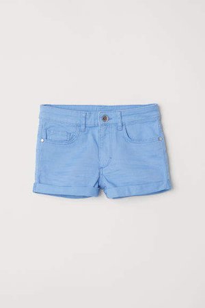 Generous Fit Twill Shorts - Blue