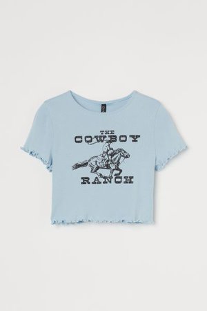 Crop Top - Light blue/The Cowboy Ranch - Ladies | H&M US