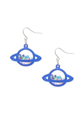 Blue Planet Saturn Sequins  earrings jewelry fun