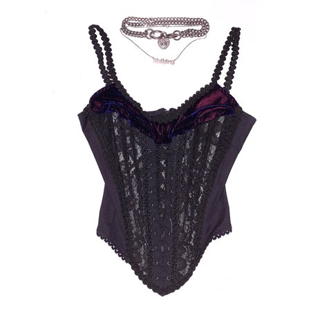 90s Vintage Black vamp velvet bustier goth corset... - Depop