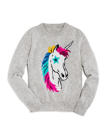 AQUA Girls' Unicorn Intarsia Cashmere Sweater, Big Kid - 100% Exclusive | Bloomingdale's