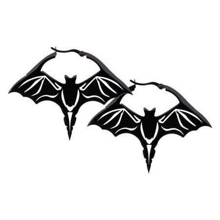 Black Bat Ear Hoops - Black Surgical Steel – Curiology Ltd
