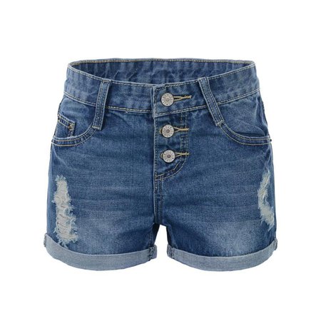 Plus Size Large Size Denim Shorts Women Holes Buttons Fly Roll Up Hem Jeans