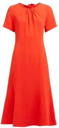 Rose Open Back Crepe Midi Dress - Womens - Orange