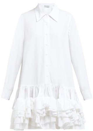 Annie Ruffled Hem Cotton Dress - Womens - White