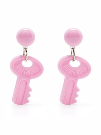 Shop Moschino drop key clip-on earrings with Express Delivery - FARFETCH