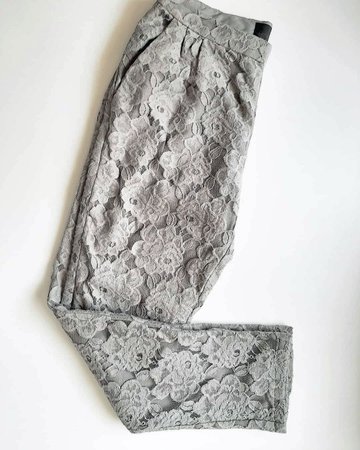 H&M Gray Floral Lace Pants - Enolita.com