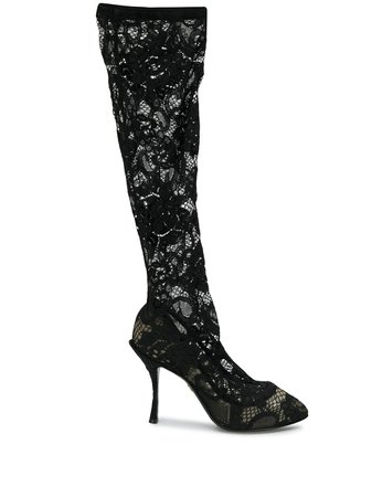 Dolce & Gabbana Sheer Lace Boots | Farfetch.com