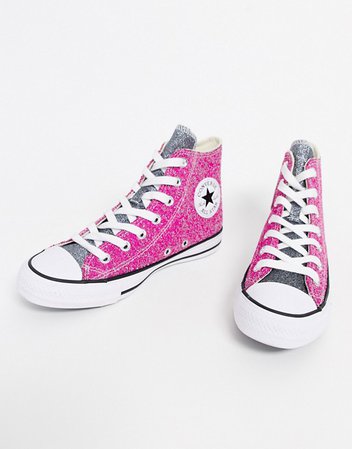 Converse Chuck Taylor Hi Pink Glitter Sneakers | ASOS