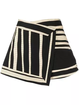 SIR. Striped Wrap Cotton Mini Skirt - Farfetch