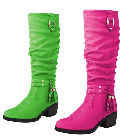 pink and green boots