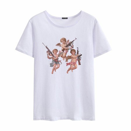 Vous Ne Pouvez Pas S'asseoir avec Nous Trois Anges D'été Femmes de Mode Grande Taille Lâche Harajuku de Plaisir Occasionnel T Shirt Lettre de Bande Dessinée imprimer tops dans T-Shirts de Mode Femme et Accessoires sur AliExpress.com | Alibaba Group