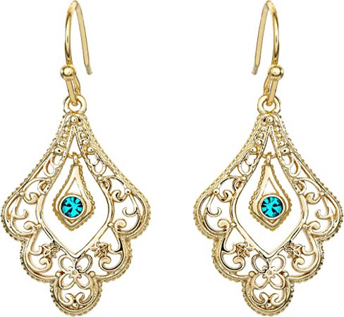 Disney Aladdin Princess Jasmine Gold Plated Crystal Filigree Dangle Earrings : Amazon.co.uk: Jewellery