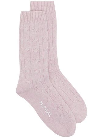 N.Peal cable-knit organic-cashmere Socks - Farfetch
