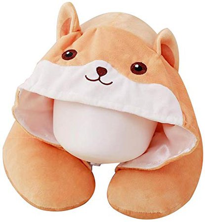 Amazon.com: VOPOCO Cute Cartoon Animal 2 in 1 U Shaped Neck Pillow with Cute Onesie Cartoon Cap Cozy Travel Cushion Head Stress Relief Airplane Car Office for Warmth and Privacy Funny Gifts (Khaki Lovely Bear): Home & Kitchen