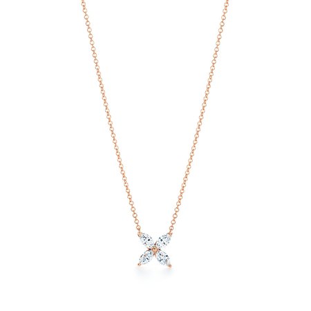 Tiffany Victoria® pendant in 18k rose gold with diamonds, medium. | Tiffany & Co.