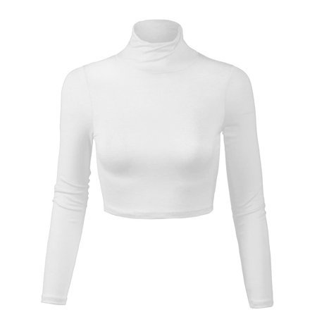 KOGMO - KOGMO Womens Lightweight Fitted Long Sleeve Turtleneck Crop Top with Stretch - Walmart.com