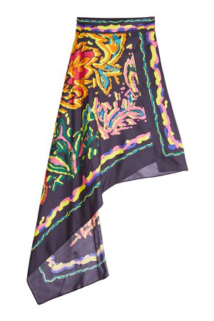Printed Silk Asymmetric Skirt Gr. UK 12