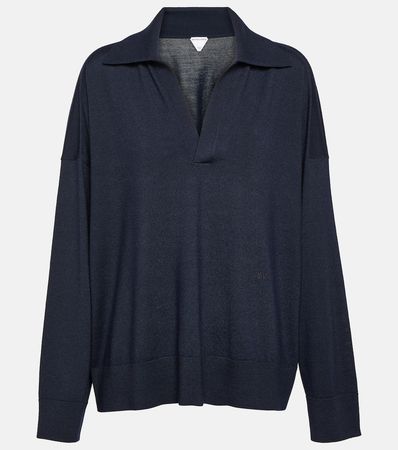 Wool Polo Sweater in Blue - Bottega Veneta | Mytheresa