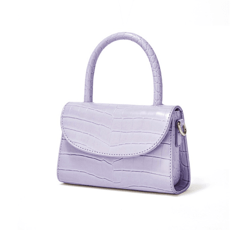 lavender croc purse