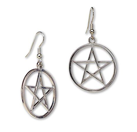 Amazon.com: Pagan Wiccan Pentagram Pentacle Silver Finish Dangle Earrings: Dangle Earrings: Jewelry