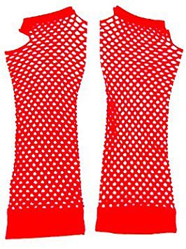 Amscan Fishnet Long Gloves, Party Accessory, Red