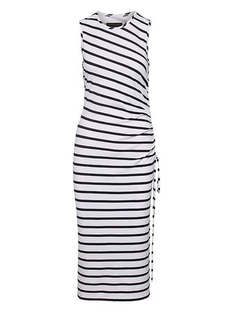 Stripe Ruched Midi Dress | Banana Republic