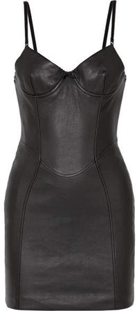 Leather Mini Dress - Black
