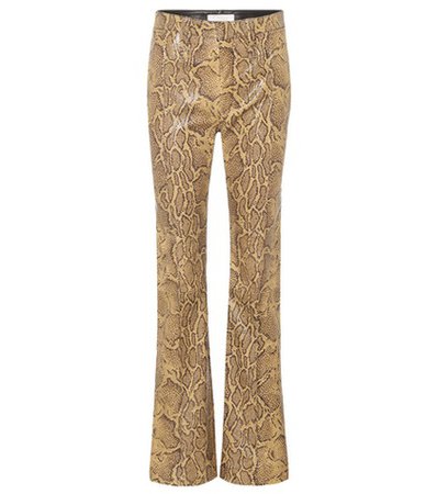Python-printed leather trousers