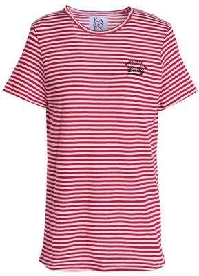 Embroidered Striped Cotton-blend Jersey T-shirt