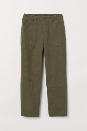 Ankle-length Cotton Pants - Green