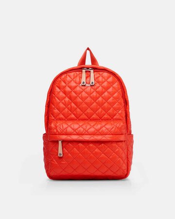 MZ Wallace Quilted Orange Tiger Lily City Backpack