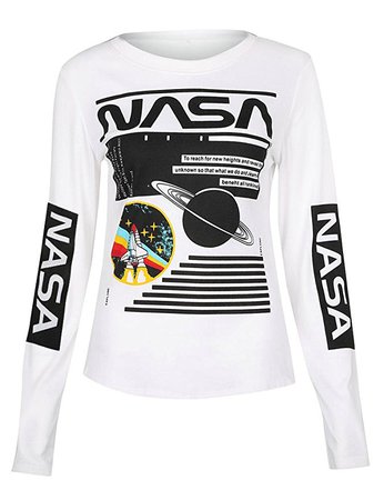Amazon.com: Ezcosplay Crew Neck Long Sleeve Letter Printed Shirt Graphic Tee Tops for Women,White,S: Clothing