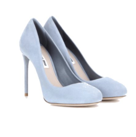 Blue high-heeled shoes.