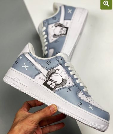 Custom x Kaws Nike Air Force 1 Low Blue White